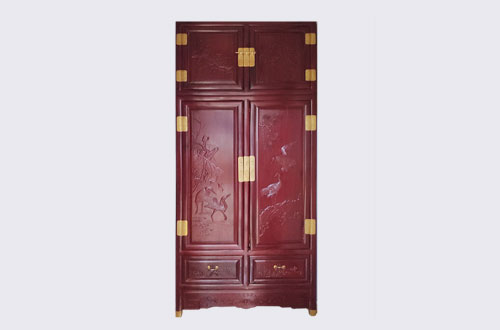 十堰高端中式家居装修深红色纯实木衣柜