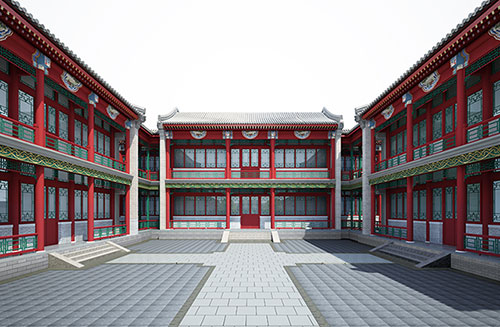 十堰北京四合院设计古建筑鸟瞰图展示